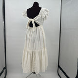 women Madewell Tie Back Flutter Sleeve Textured Midi Cream Dress S