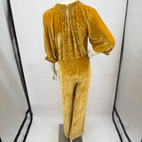 women Ulla Johnson 2017 Sephare Velvet Jumpsuit Mustard Yellow Jumpsuit/Romper M