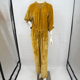 women Ulla Johnson 2017 Sephare Velvet Jumpsuit Mustard Yellow Jumpsuit/Romper M