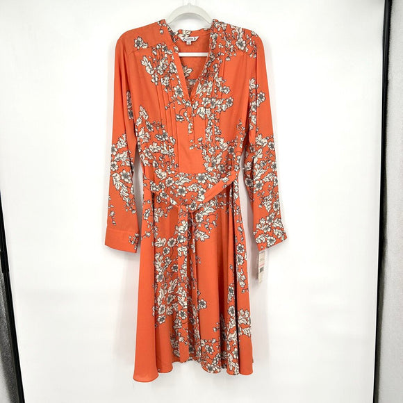 women Nanette Nanette Lepore NWT Floral Pleated Bodice Orange Cream Dress 10