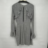 women Lulu's Ruffled Open Back Sweater Gray Dress L
