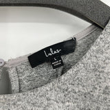 women Lulu's Ruffled Open Back Sweater Gray Dress L