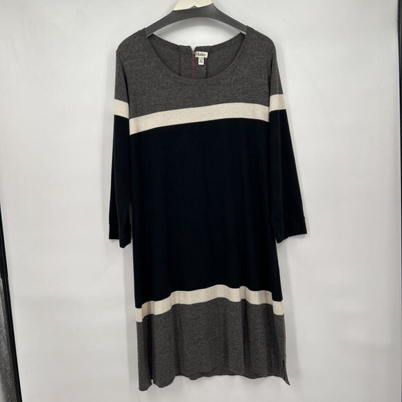 women Hatley Cotton Blend Sweater Dress Black Gray White Dress XL