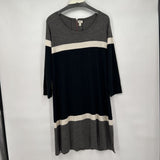 women Hatley Cotton Blend Sweater Dress Black Gray White Dress XL