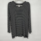 women Cabi Striped Long Sleeve Side Buttons Black White Knit Top M