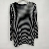 women Cabi Striped Long Sleeve Side Buttons Black White Knit Top M