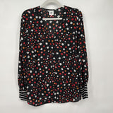 women Cabi Floral Button Front Blouse Black Multi Woven Top L
