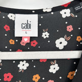 women Cabi Floral Button Front Blouse Black Multi Woven Top L
