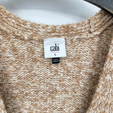 women Cabi Cotton Blend Cardigan Gray Tan Sweater L