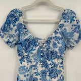 women That's So Fetch Blue Floral Midi White Dress 6