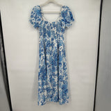women That's So Fetch Blue Floral Midi White Dress 6