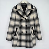 women Avalon Wool Blend Plaid Double Breasted Cream & Black Coat 4