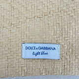 women Dolce & Gabbana Raffia & Fabric Pouch Light Blue/White/Natural Purse 7x9.5"