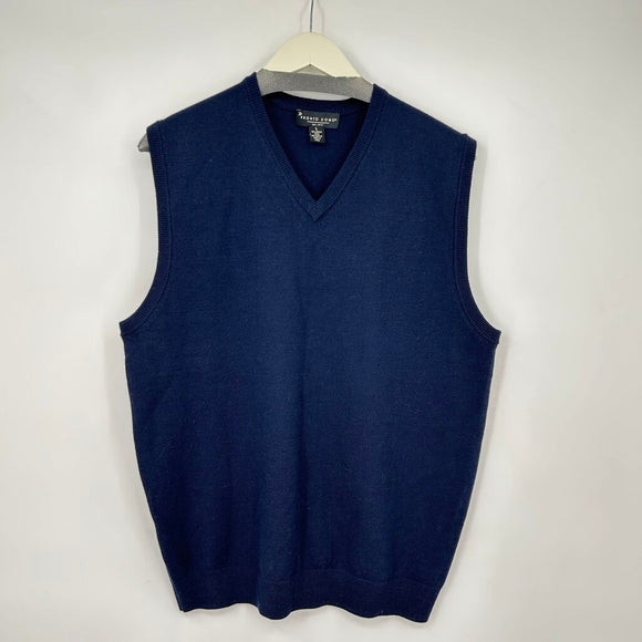 men Pronto Uomo Merino Blend Vest Navy Blue Sweater L