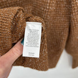 women Treasure & Bond NWT Metallic Ribbed Keyhole Back Brown Bison/Silver Sweater L