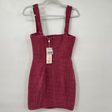 women Oh Polly NWT Tweed Square Neck Corset Mini Dress Rose Pink Dress 4
