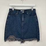 women Good American Denim Mini Ink Blue Skirt 2/26