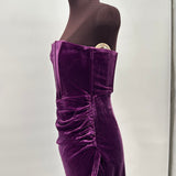 women Lulu's Strapless Boned Velvet Purple Dress S