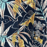 women Life Style Kantha Stitch Floral Print Navy Blue Multi Jacket L