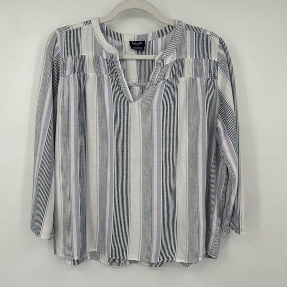 women Splendid Striped White Purple Gray Woven Top L