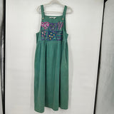 women Sunbelt Vintage Handpainted Signed Jumper Pine Green Dress M