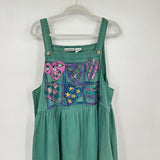 women Sunbelt Vintage Handpainted Signed Jumper Pine Green Dress M