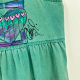 women Sunbelt Vintage Handpainted Signed Jumper Pine Green Dress M