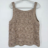 women J. Jill Pointelle Square-Neck Tank Oatmeal Knit Top L