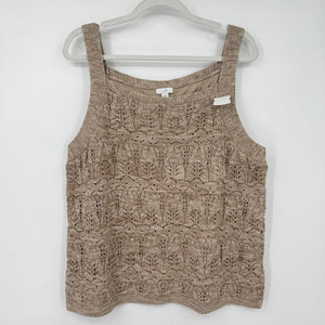 women J. Jill Pointelle Square-Neck Tank Oatmeal Knit Top L