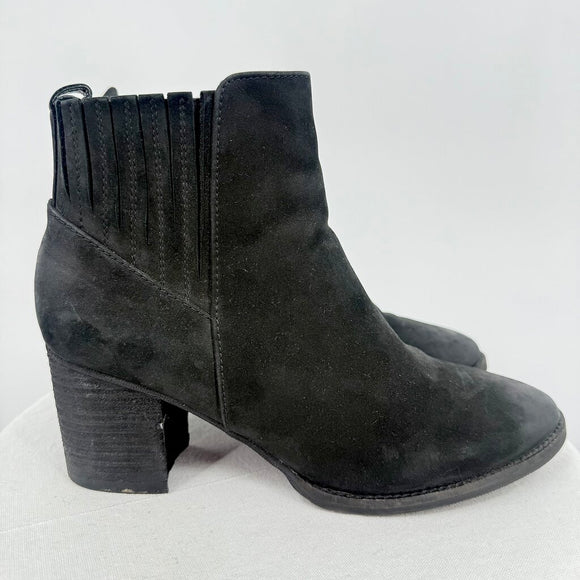 women Blondo Waterproof Leather Heeled Boots Black Shoes 9