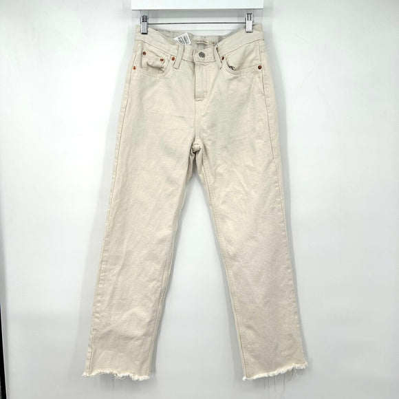 women Levi's Low Pro Straight Cream Jeans 25
