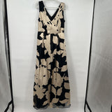 women Donna Karan NWT Faux Wrap Ballgown Floral Black & Tan Dress 14