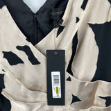 women Donna Karan NWT Faux Wrap Ballgown Floral Black & Tan Dress 14