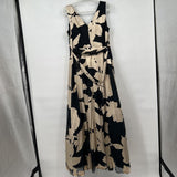 women Donna Karan NWT Faux Wrap Ballgown Floral Black & Tan Dress 14