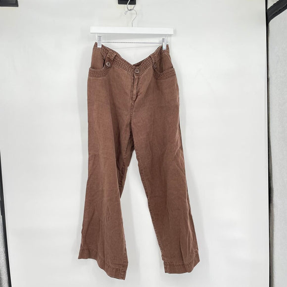 women Bass Linen Trousers Brown Pants 10