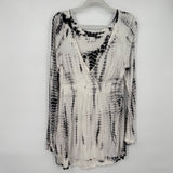 women Venus Tye Dye Long Sleeved White Black Dress L