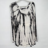 women Venus Tye Dye Long Sleeved White Black Dress L