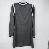 women Boston Proper Varsity Zip Gray Black White Dress L