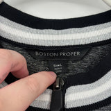 women Boston Proper Varsity Zip Gray Black White Dress L