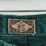 women Express No. 4 Vintage High Waisted Straight Leg Spruce Green Jeans 25/0