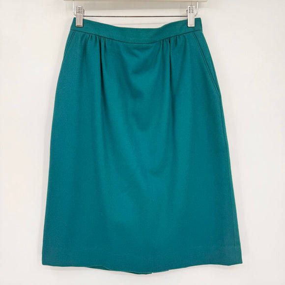 women Koret Vintage Wool Pencil Teal Skirt 8