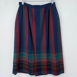women Pendleton Vintage Wool Striped Pleated Navy Green Red Pink Skirt 2