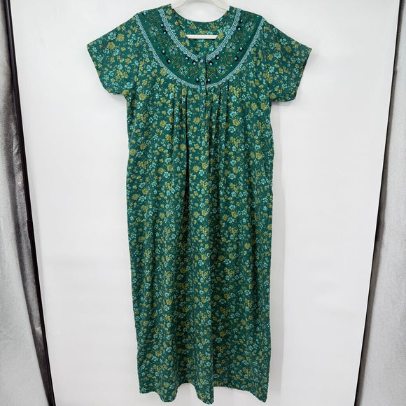 women Vintage Floral MuMu Spruce Green Intimates/Sleepwear L