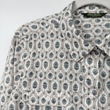 women Eddie Bauer Printed Button Front White Green Woven Top XL