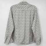 women Eddie Bauer Printed Button Front White Green Woven Top XL