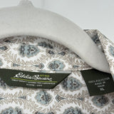 women Eddie Bauer Printed Button Front White Green Woven Top XL