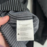 men C-Lab Pinstriped Dress Shirt Black White Woven Top L