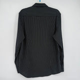men C-Lab Pinstriped Dress Shirt Black White Woven Top L