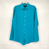 men Nordstrom Button Down Aqua Woven Top L