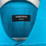 men Nordstrom Button Down Aqua Woven Top L